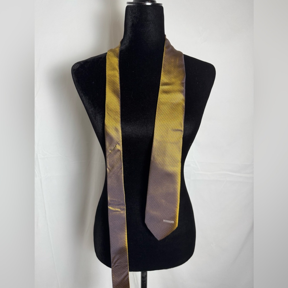 Missoni Vintage Men’s Gold Reflective Like Silk Tie